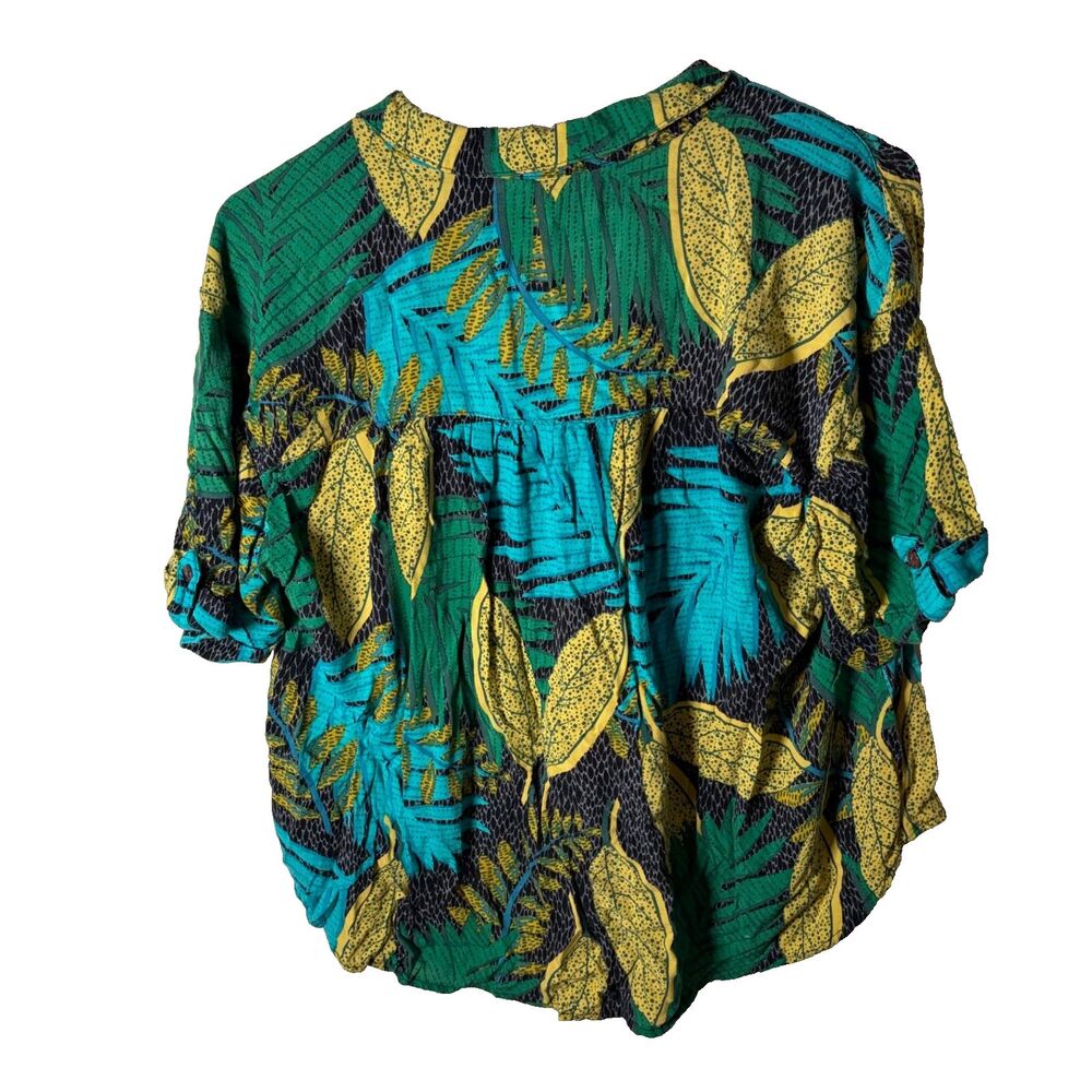 Jane & Delancey Shirt Women's Large Button Up Floral Collared Boho Green Top - Picture 2 of 8